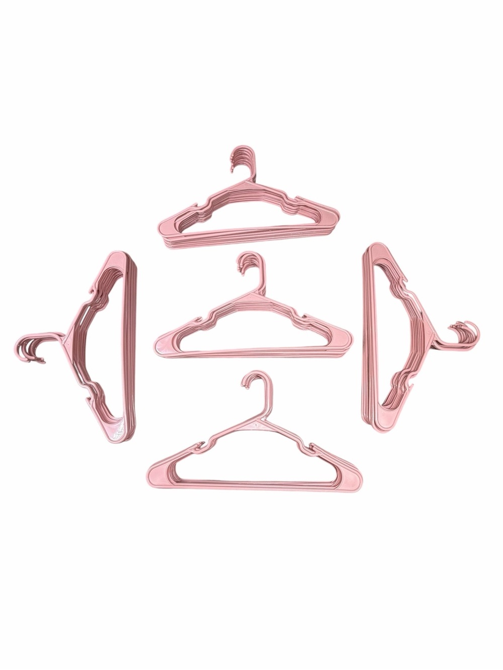 Lot of 50 Mainstays Plastic Notched Adult Hangers in Pearl Blush - Picture 2 of 8